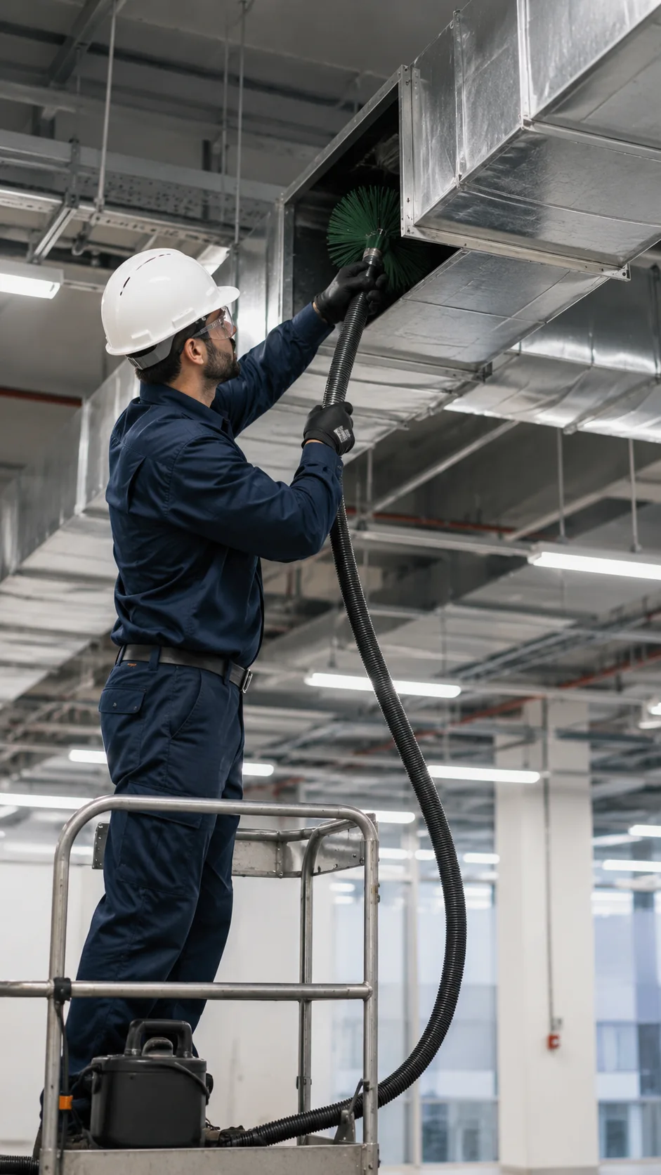 Technicien Metrospec de nettoyage de conduits d'aération commercial à Montréal