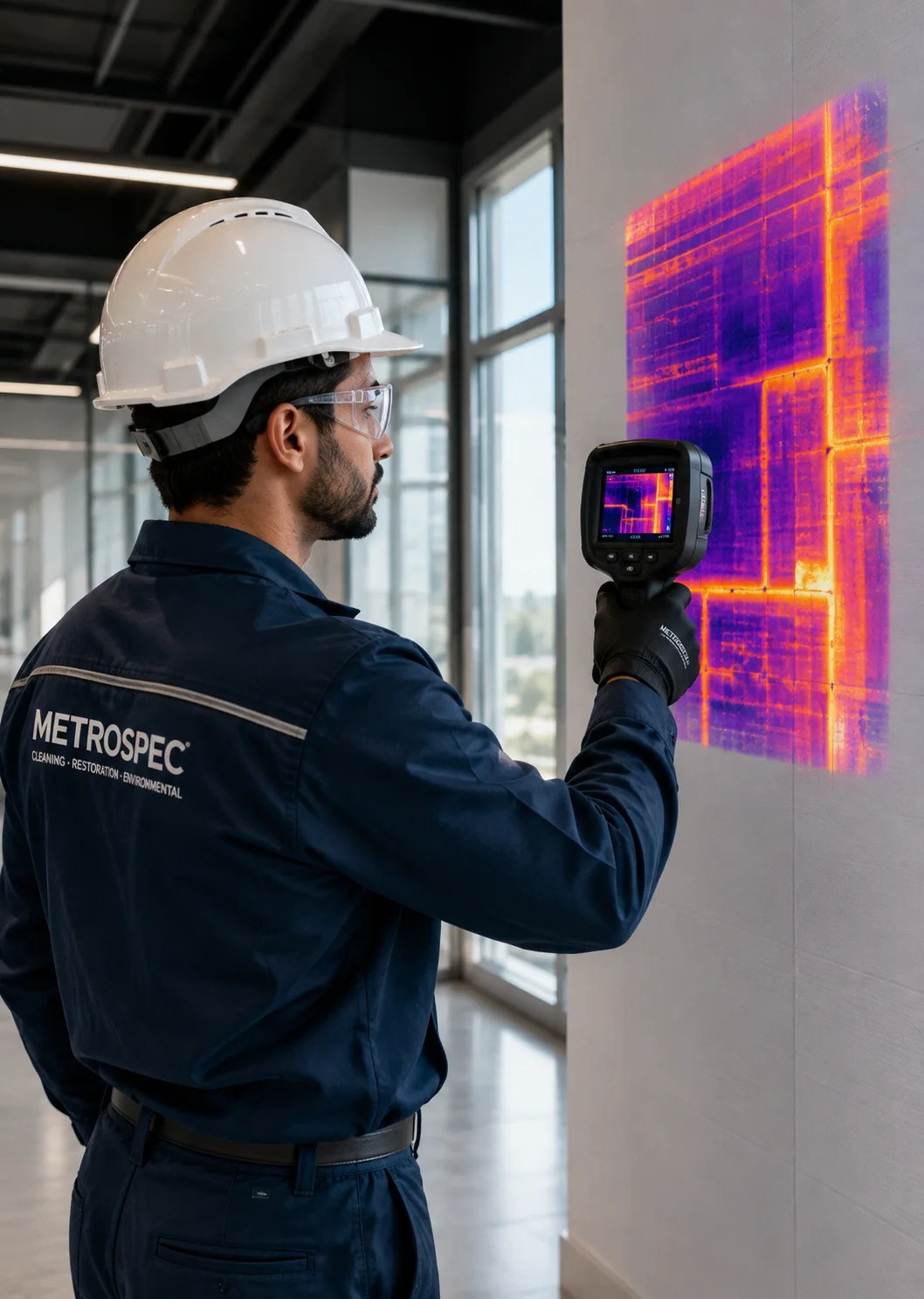 Metrospec infrared thermal imaging inspection of a wall structure in Montreal