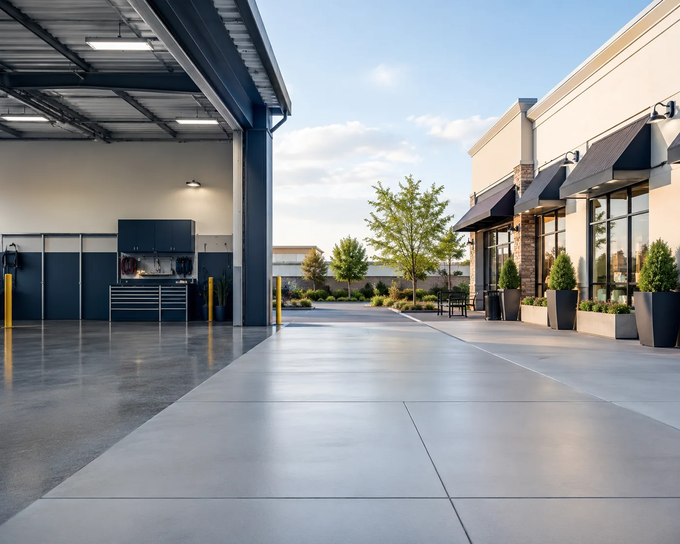 Nettoyage Metrospec d'espace de vente extérieur et garage commercial à Montréal