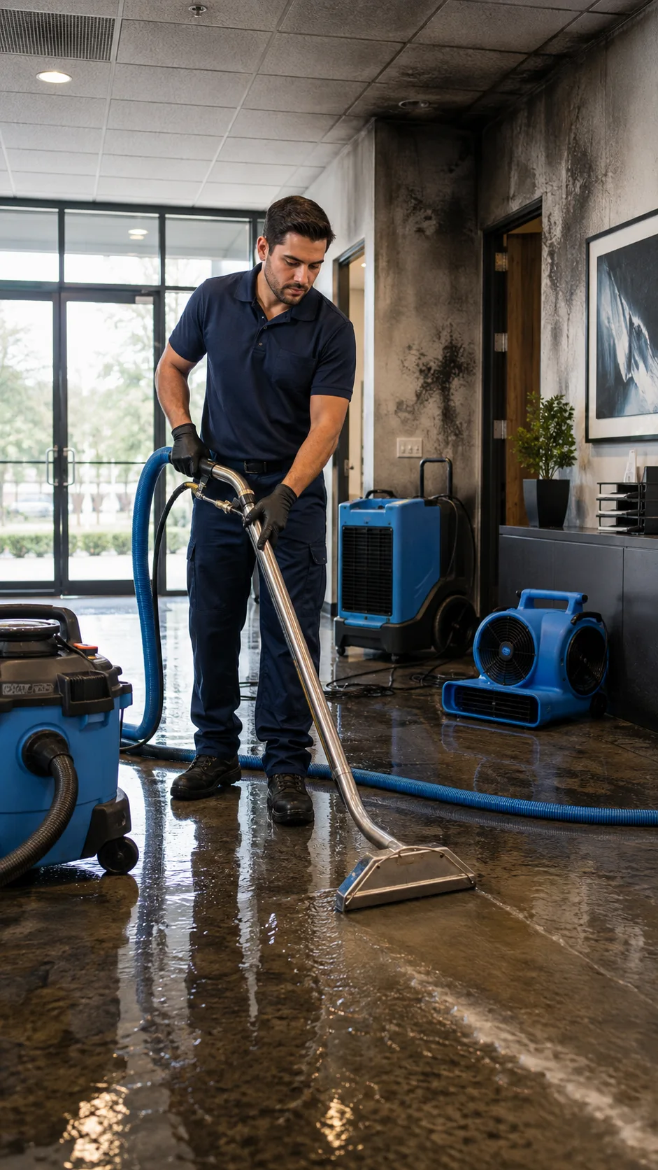 Metrospec fire and water damage restoration technician in Montreal